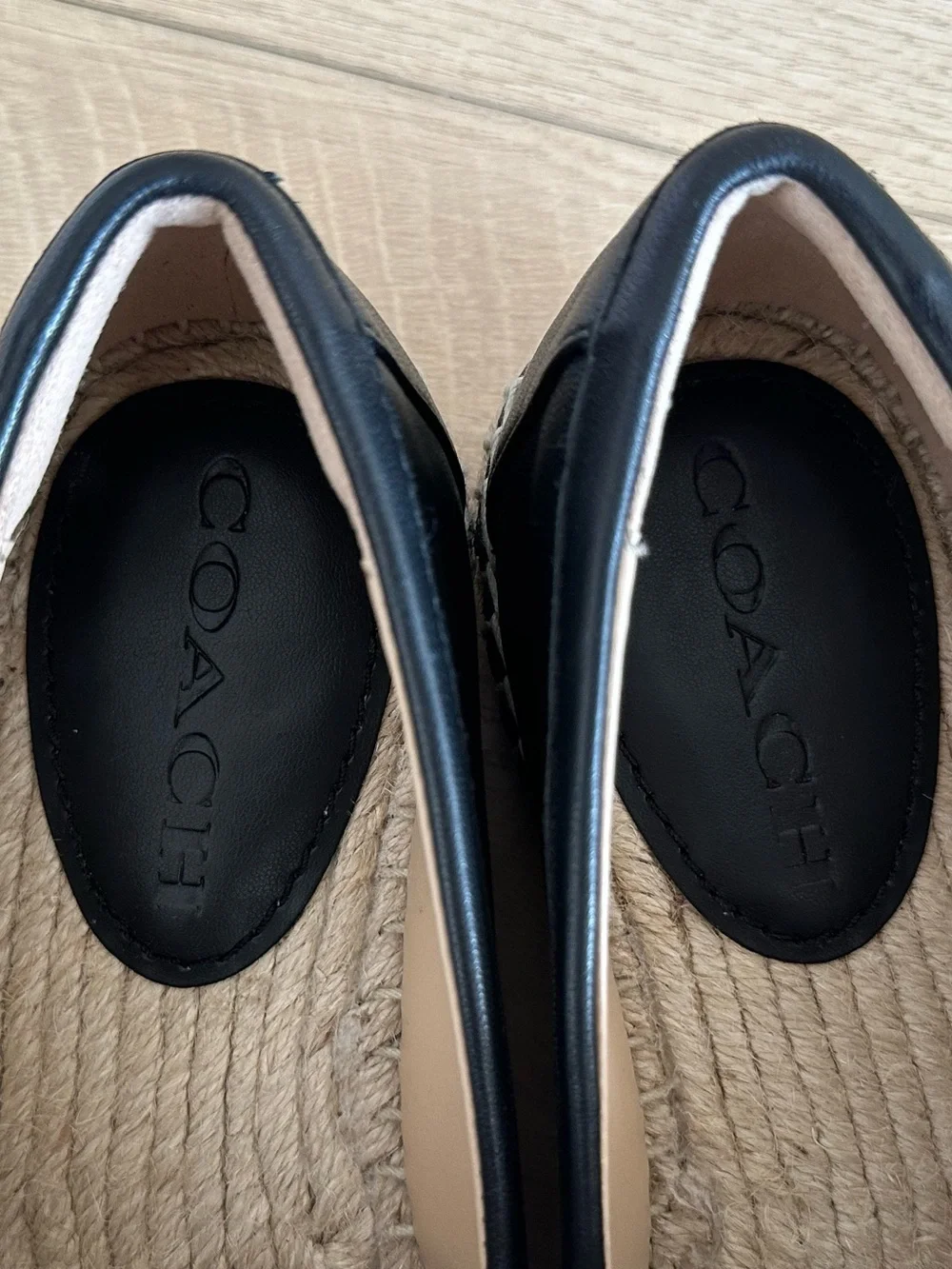 Coach Camilla Espadrille Black Leather Size 5